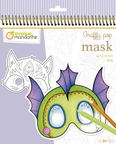 Blok z maskami do kolorowania Graffy Pop Mask - Fantastyczne zwierzęta