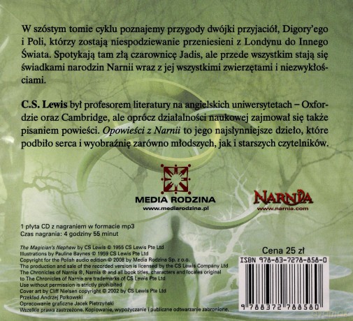 Opowieści z Narnii Siostrzeniec Czarodzieja  Opowieści z Narnii Siostrzeniec Czarodzieja - Clive Staples Lewis (digipack) [AUDIOBOOK] [CD] 