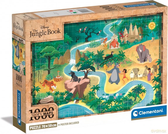 CLEMENTONI 1000 el. Compact Story Maps The Hungle book [PUZZLE]
