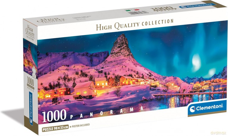 CLEMENTONI 1000 el. Panorama Colorful Night Lofoten Island [PUZZLE]