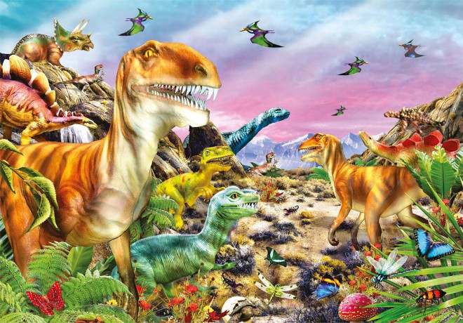 CLEMENTONI 104 el. Super Kolor Land of Dinosaurus [PUZZLE]