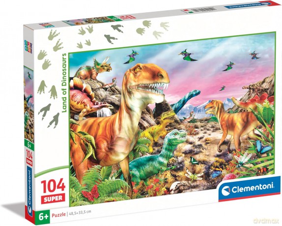 CLEMENTONI 104 el. Super Kolor Land of Dinosaurus [PUZZLE]