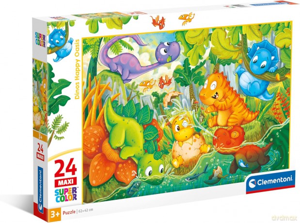 CLEMENTONI 24 el. Maxi Super Kolor Dinos Happy Oasis [PUZZLE]