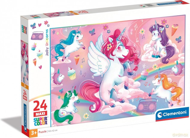 CLEMENTONI 24 el. Maxi Super Kolor Jolly Unicorns [PUZZLE]