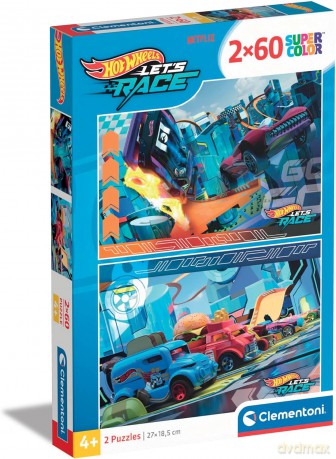 CLEMENTONI 2x60 el. Super Kolor Hot Wheels [PUZZLE]