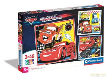 CLEMENTONI 3x48 Super Kolor Cars Glow Racers [PUZZLE]