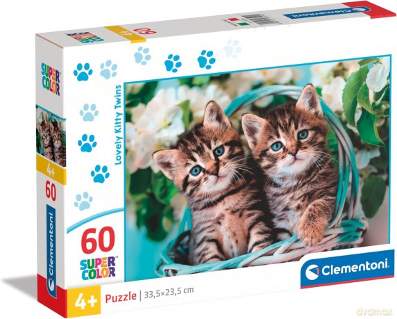 CLEMENTONI 60 el. Super Kolor Lovely Kitty Twins [PUZZLE]