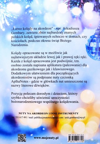 Łatwe kolędy na akordeon klawiszowy i guzikowy - Arkadiusz Gembara [KSIĄŻKA]