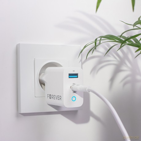 Forever ładowarka sieciowa PD QC TC-06-20AC 1x USB-C 1x USB 20W biała