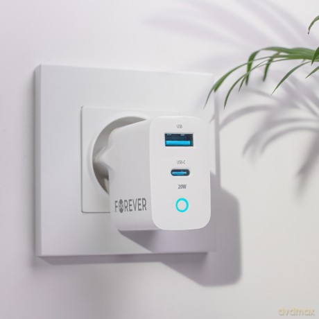 Forever ładowarka sieciowa PD QC TC-06-20AC 1x USB-C 1x USB 20W biała