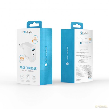 Forever ładowarka sieciowa PD QC TC-06-20AC 1x USB-C 1x USB 20W biała