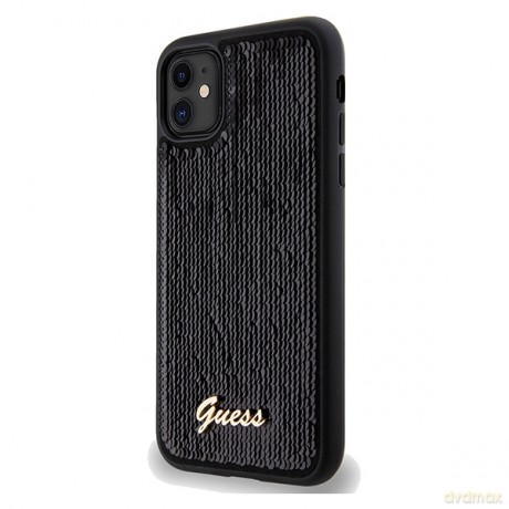 Guess nakładka do iPhone 11 GUHCN61PSFDGSK HC SEQUIN SCRIPT METAL czarna