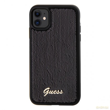 Guess nakładka do iPhone 11 GUHCN61PSFDGSK HC SEQUIN SCRIPT METAL czarna