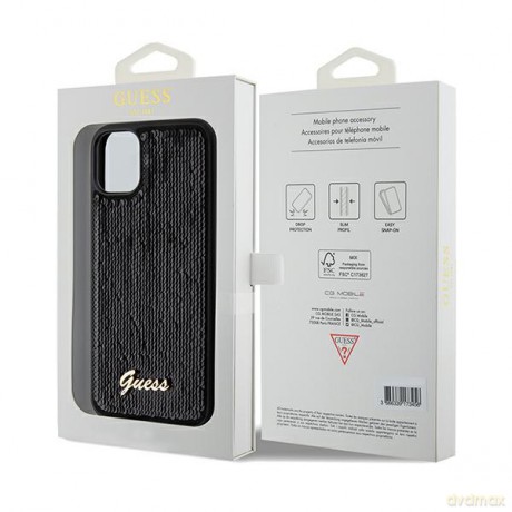 Guess nakładka do iPhone 11 GUHCN61PSFDGSK HC SEQUIN SCRIPT METAL czarna