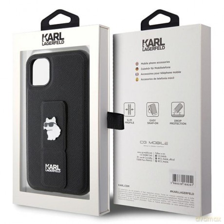 Karl Lagerfeld nakładka do iPhone 11 KLHCN61GSACHPK HC GRIPSTAND SAFFIANO CHOUPETTE PINS czarna