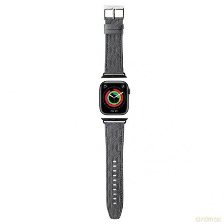 Karl Lagerfeld pasek do Apple Watch 42/44/45/49 mm KLAWLSAKLHPG STRAP SAFFIANO MONO srebrny