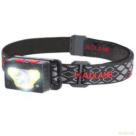 Latarka czołowa LED XPG 5W + COB 5W, czujnik ruchu, 1200mAh, ładowanie USB