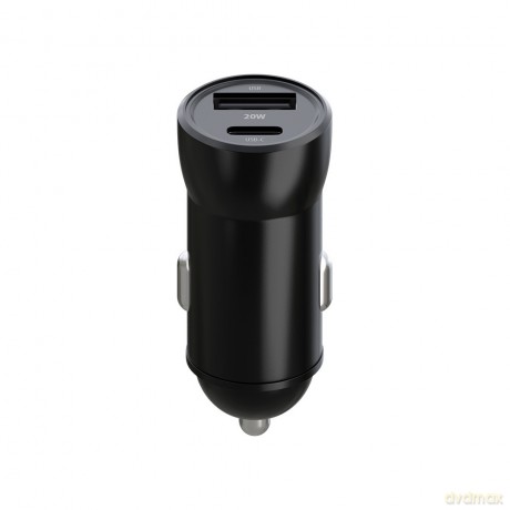 Maxlife ładowarka samochodowa PD QC MXCC-04 1x USB-C 1x USB 20W czarna + kabel USB-C - USB-C 60W