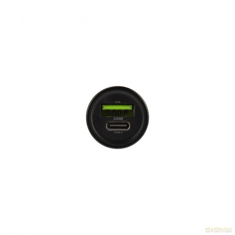 Maxlife ładowarka samochodowa PD QC MXCC-04 1x USB-C 1x USB 20W czarna + kabel USB-C - USB-C 60W