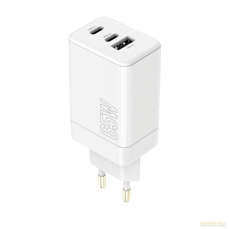 Maxlife ładowarka sieciowa PD QC MXTC-08-65ACC 2x USB-C 1x USB 65W biała