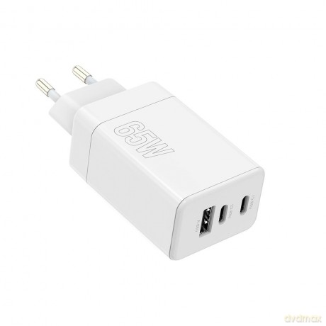 Maxlife ładowarka sieciowa PD QC MXTC-08-65ACC 2x USB-C 1x USB 65W biała