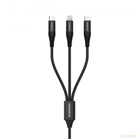 Riversong kabel 3w1 Infinity 05 USB - Lightning + USB-C + microUSB 1,0m czarny C58