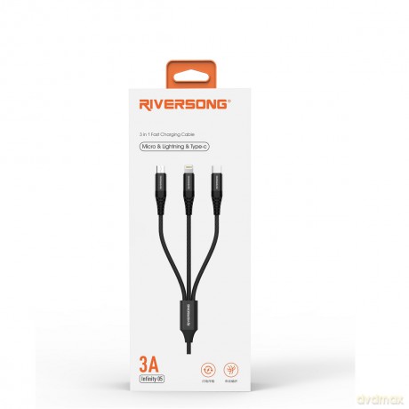 Riversong kabel 3w1 Infinity 05 USB - Lightning + USB-C + microUSB 1,0m czarny C58