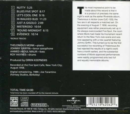 Monk Thelonious: Misterioso [CD]