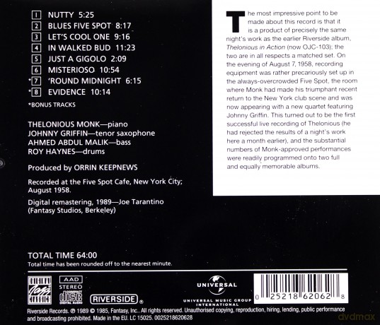 Monk Thelonious: Misterioso [CD]