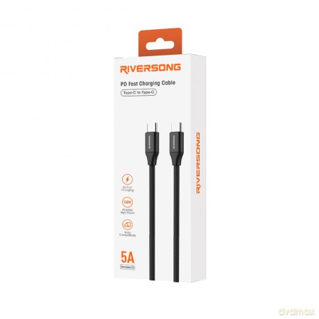 Riversong kabel Hercules C3 USB-C - USB-C 1,2m 100W czarny CT82