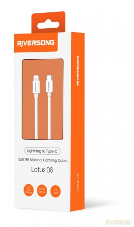 Riversong kabel Lotus 08 USB-C - Lightning 1,0m 3A jasny szary CL76