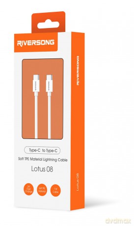 Riversong kabel Lotus 08 USB-C - USB-C 1,0m 3A jasny szary CT76