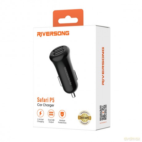 Riversong ładowarka samochodowa Safari P5 2x USB 3,1A czarna CC41C