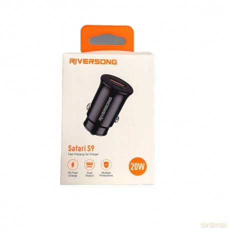 Riversong ładowarka samochodowa Safari S9 1x USB 1x USB-C 20W czarna CC22