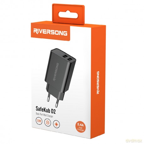 Riversong ładowarka sieciowa SafeKub D2 2x USB 12W czarna AD29
