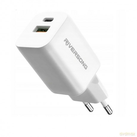 Riversong ładowarka sieciowa SafeKub D6 1x USB 1x USB-C 30W biała AD28