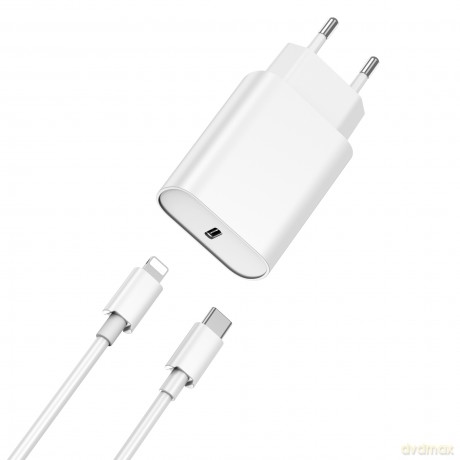 WIWU ładowarka sieciowa Wi-U001 PD 20W 1x USB-C biała + kabel USB-C - Lightning