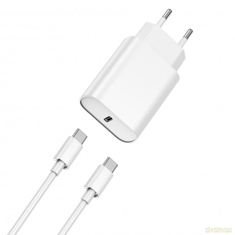 WIWU ładowarka sieciowa Wi-U001 PD 20W 1x USB-C biała + kabel USB-C - USB-C