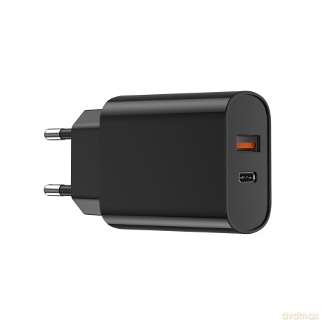 WIWU ładowarka sieciowa Wi-U002 PD + QC 20W 1x USB 1x USB-C czarna