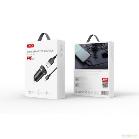 XO ładowarka samochodowa CC56 PD 30W QC 1x USB 1x USB-C czarna + kabel USB - USB-C