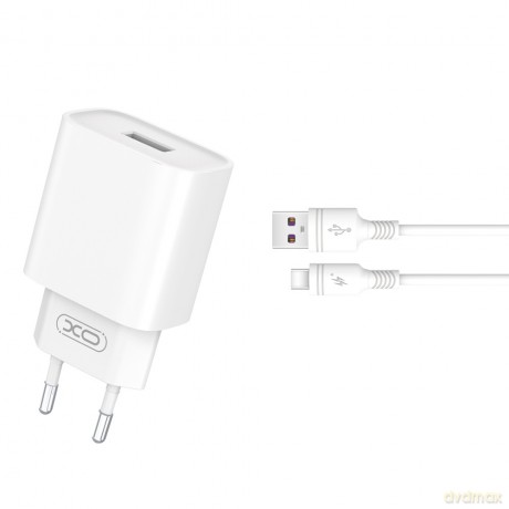XO ładowarka sieciowa CE02D QC 3.0 18W 1x USB biała + kabel USB-C
