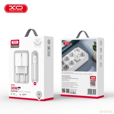 XO ładowarka sieciowa CE06 PD 30W 1x USB-C biała + kabel USB-C - Lightning