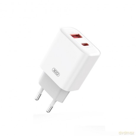 XO ładowarka sieciowa CE12 PD QC 3.0 20W 1x USB 1x USB-C biała