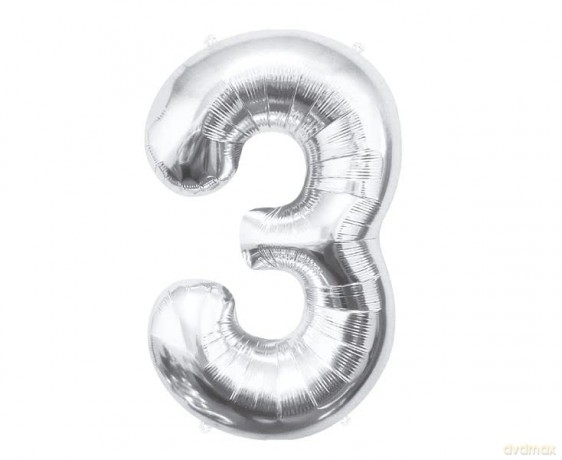 Balon foliowy B&C Cyfra 3 srebrna 85cm BC-HSR3