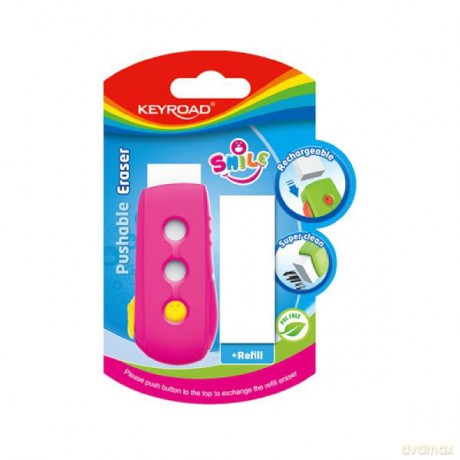 Gumka uniwersalna KEYROAD Smile, 1+1, blister, mix kolorów KR971846
