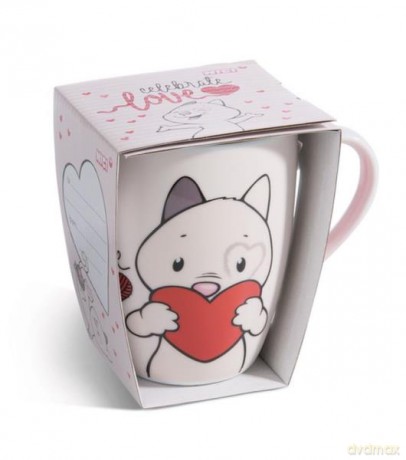 NICI 49419 Kubek porcelanowy Kot Celebrate love 310ml, papierowa banderola