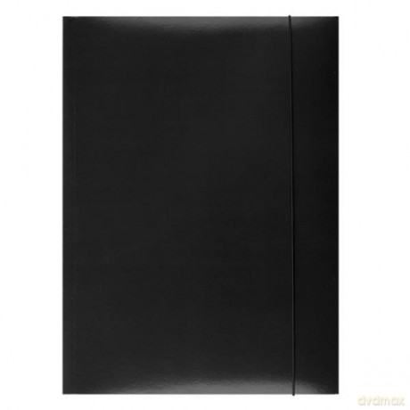 Teczka z gumką OFFICE PRODUCTS, karton/lakier, A4, 350gsm, 3-skrz., czarna