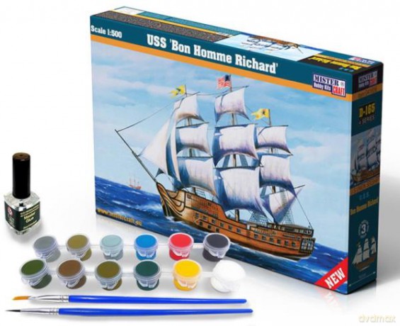 Model statku do sklejania USS 'Bon Homme Richard' 1:500 (farby + klej)
