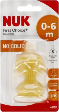 NUK MP Smoczek do butelki lateksowy 0-6m S First Choice+ op.2 szt. 10701235