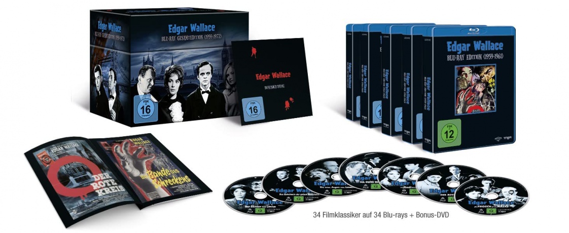 Edgar Wallace (Blu-ray Gesamtedition) (1959-1972) [34xBlu-Ray]+[DVD]+[CD]
